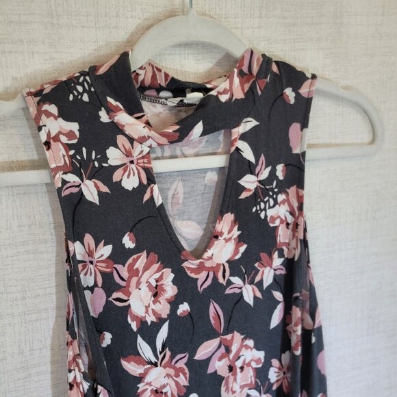 Aeropostale Midi Dress Womens Small Black Floral Sleeveless Casual Spring - Picture 3 of 7